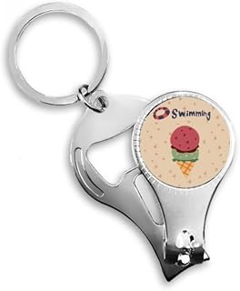 Summer Swimming Buoy Sweet Ice Cream Nail Nipper Ring Chaveiro abridor de garrafa
