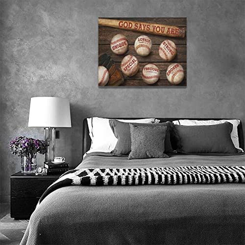 Baseball Wall Art Sport Baseball Pictures Wall Decor God Says You Are Painting Canvas Prints Framed Modern Artwork For Living Room Bedroom Bathroom 12"X16" #TOP2