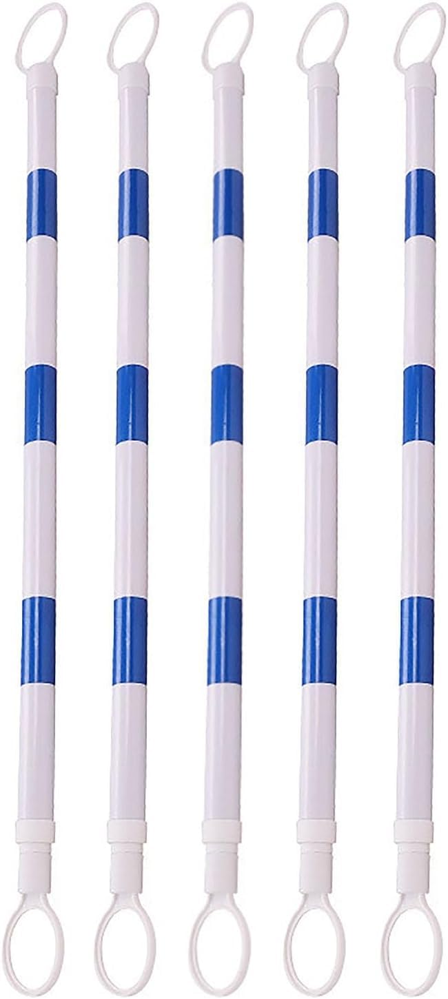 IUokLU 5-Pack Retractable Traffic Cone Bars - Blue Barricade Poles for Sidewalk Dividers, Connectable Traffic Cone Accessories, Portable Safety Barriers