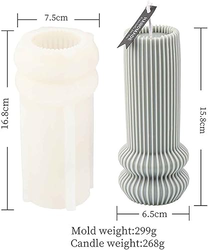 Miniatura 2 de Grainrain Molde de vela de columna de rayas 3D Molde de jabón de silicona Molde de resina epoxi de cera de soja artesanal (ZH062)