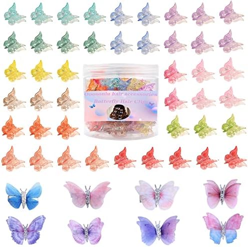58 pcs Hair Clips for Women and Girls Hair Clips Butterfly Hair Clips Mini Cute Clips Small Pastel Hair Claw Clips Multi-color Hair accessories for Girls Hair Barrettes for Women