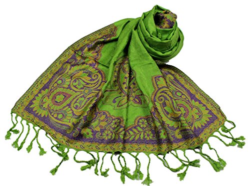 Étole viscose unie SHANKARA N8 à bordure motif floral