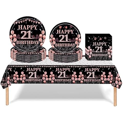 53PCS Black Rose Birthday Party Tableware Set Cover
