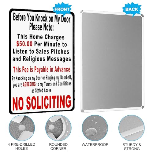 Vintage Metal Tin Sign Funny Sarcastic Party Wall Art Decor Signs, Before You Knock On My Door Sign No Soliciting Metal Sign 12x8 Inches
