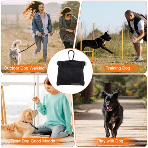 Bremorou Leckerlibeutel für Hunde Futterbeutel Hund Snackbeutel Hund Freihändige Schwarz Leckerlitasche Leckerli Beutel Mit Karabiner Trainingstasche für Haustiere