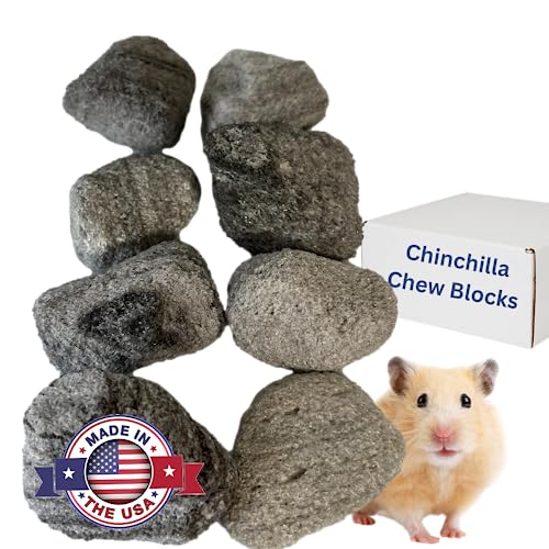 Chew Toys for Chinchilla, Lava Block Toys for Small Pet Animals like Rat, Mice, Bunny, Hamster, Degus, Gerbils, Pumice Blocks, Guinea Pig Toy, Rabbit Chew Toy by Billy Buckskin - Pack of 8