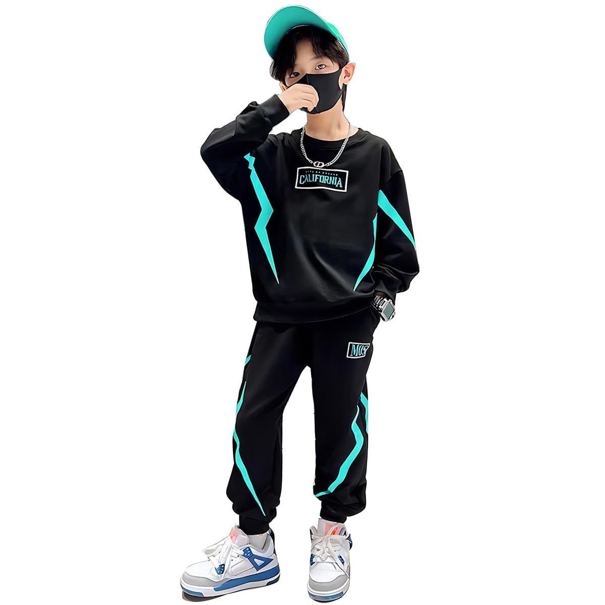 linboo Survêtement pour enfant garçon - 2 pièces - Jogging - Sweat à capuche et pantalon - Vêtements de sport - Tenue de loisirs
