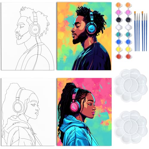 WEBEEDY Paint and Sip Kit for Couples, 203x245mm/8x10 Music Pre ...