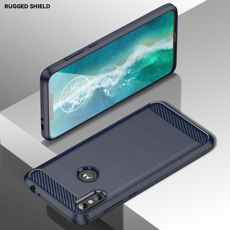 Image of Hybrid Carbon Fiber Back Case for Moto One Power (Blue)