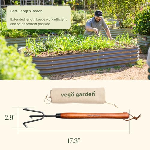 Vego Garden Bed Cultivador con Mango Largo y Púas de Acero miniatura 2