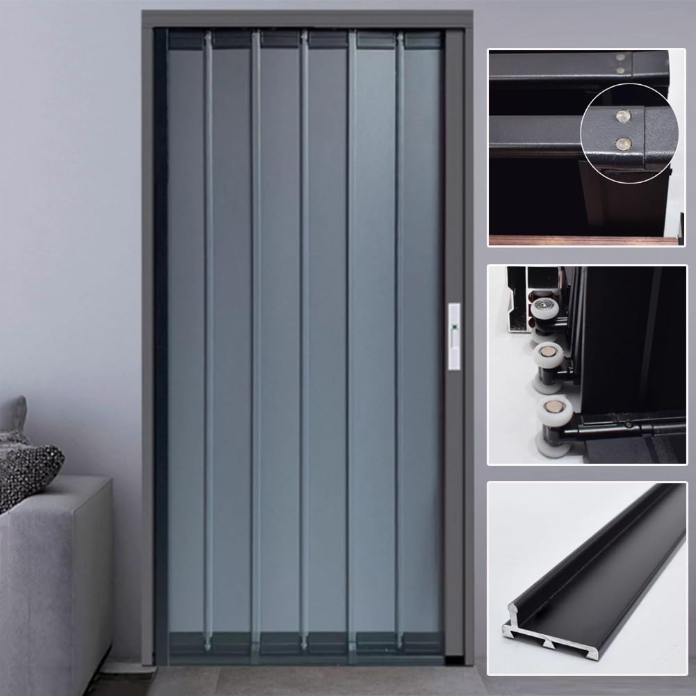 Metalowe drzwi harmonijkowe z wieloma składanymi drzwiami wewnętrznymi, magnetyczne, składane drzwi, chowane drzwi do stodoły, bezwiercące panele aluminiowe dla łatwej instalacji