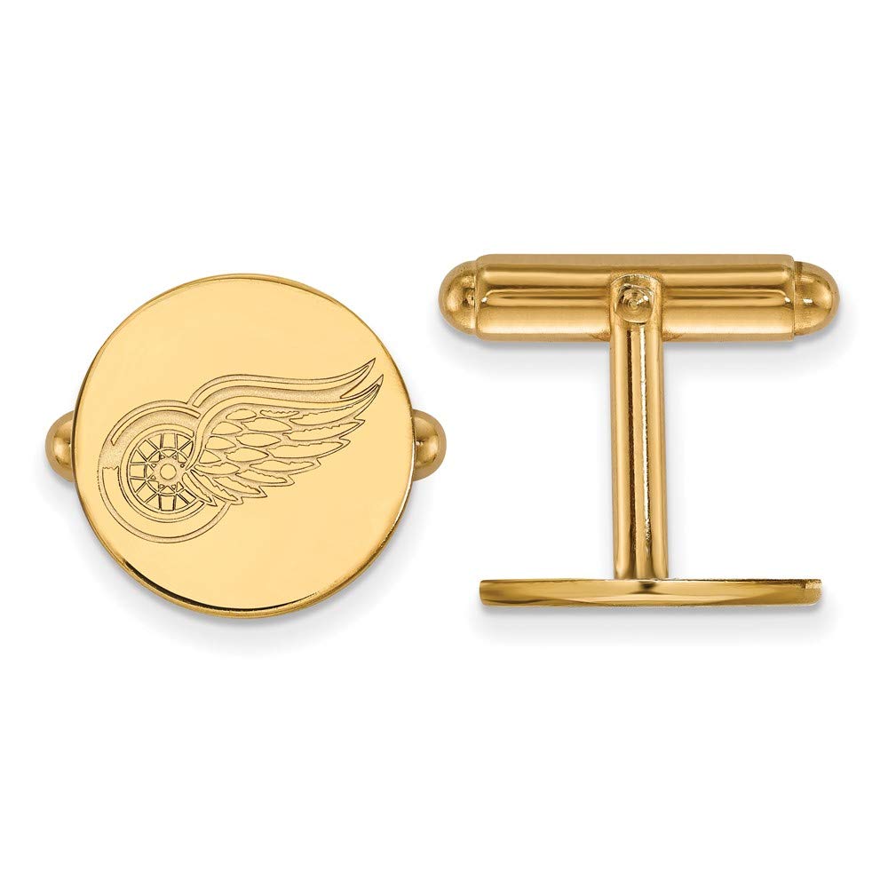 LogoArt Sterling Silver 14k Yellow Gold Plated NHL Detroit Red Wings Cuff Links