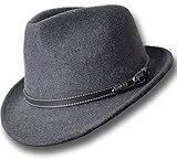Oztrala Trilby Felt Hat Australian Wool Leather Band Fedora Fur Men/Women Bucket HW03 Trilby (Gray, M)