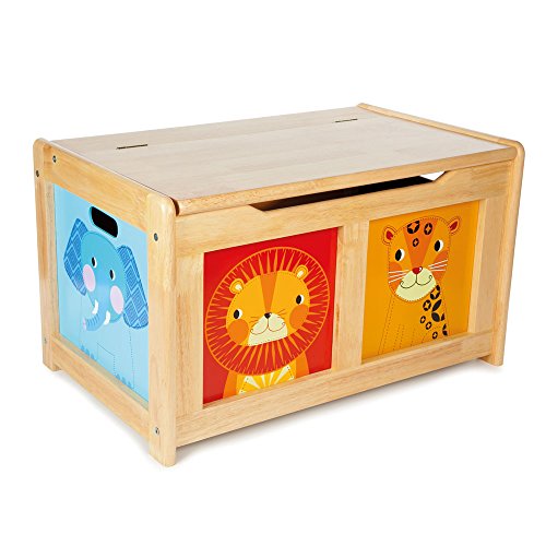 Tidlo Wooden Natural Jungle Toy Chest - Storage,37 X 63 X 40