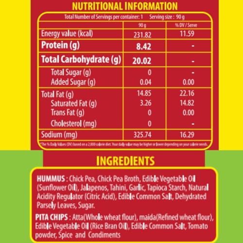 Image of The Khao Project On The Go Hummus Snack Pack| Parsley Jalapeno Hummus and Baked Pita Chips Combo (180 gms)| healthy snacks for kids|Travel Friendly| Protein Rich|Preservative Free|Vegan|Tasty Snack