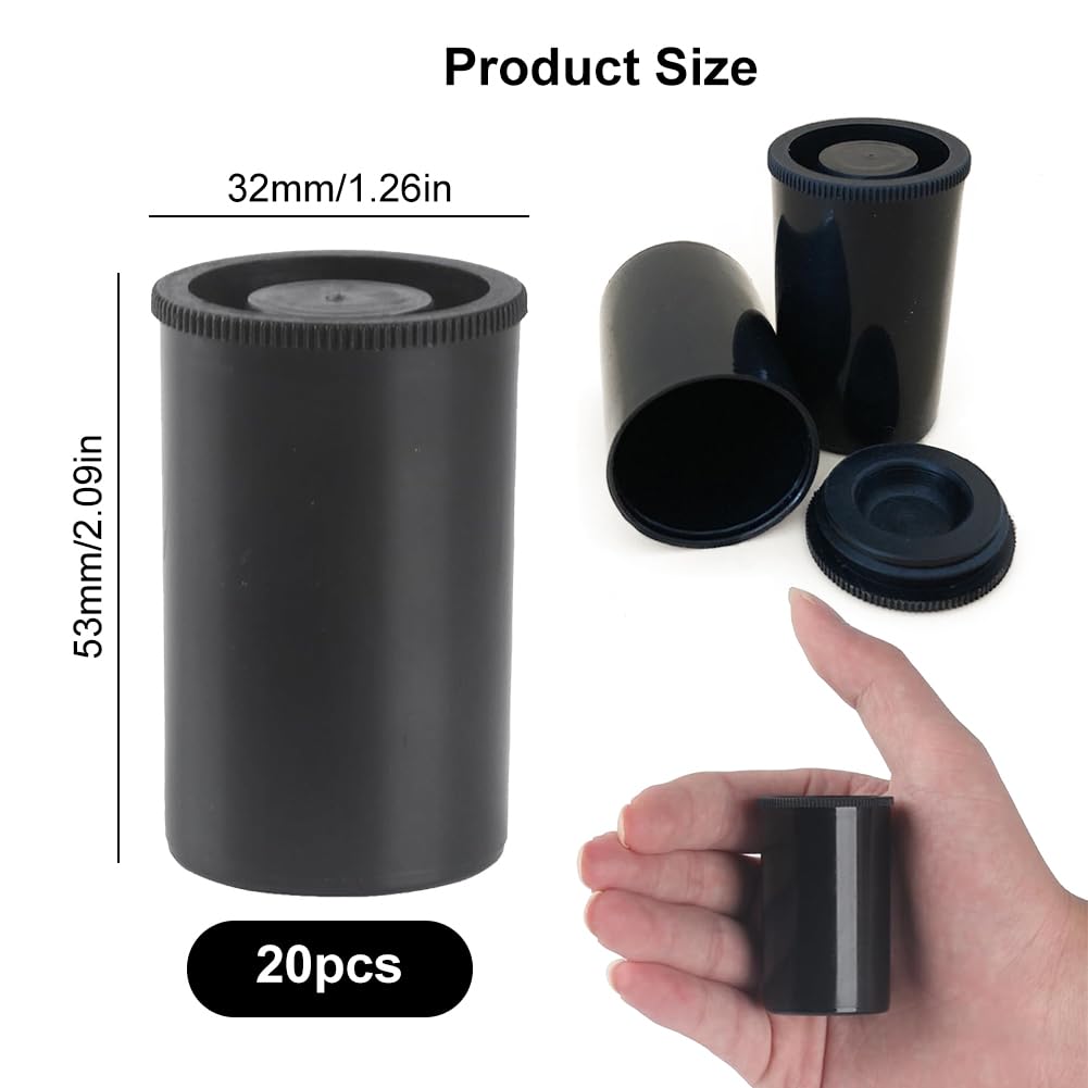 Boîtes de Film,20pcs Boîtes de Film avec Couvercles,Boîtes Plastique Noir Miniatures avec Couvercles,Boîtes à Pellicules,Boîtes Étanches,Boîtes Pellicule Photo Rangement,pour Activités Scientifiques