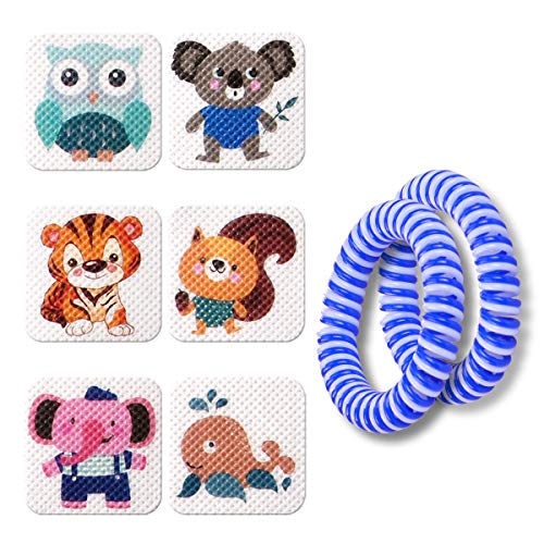 120 Pack Mosquito Patches with 2 Bracelet, Resealable Stickers for Kids Adult – Nature Citronella, Lemongrass and Eucalyptus, Up to 24 Hour of Protection