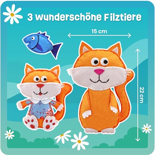 Smowo® Filz Nähset für Kinder - Stofftiere selber nähen - Bastelset inklusive Nähanleitung & Video - Für Mädchen und Jungen