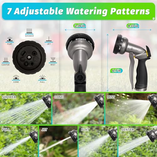 Image of AUTOMAN Garden Hose Nozzle - 2 Pack, 100% Metal High Pressure Spray Nozzle, Labor-Saving Design, Heavy Duty for Garden Watering, Car Washing, Window Cleaning, Pets Bathing