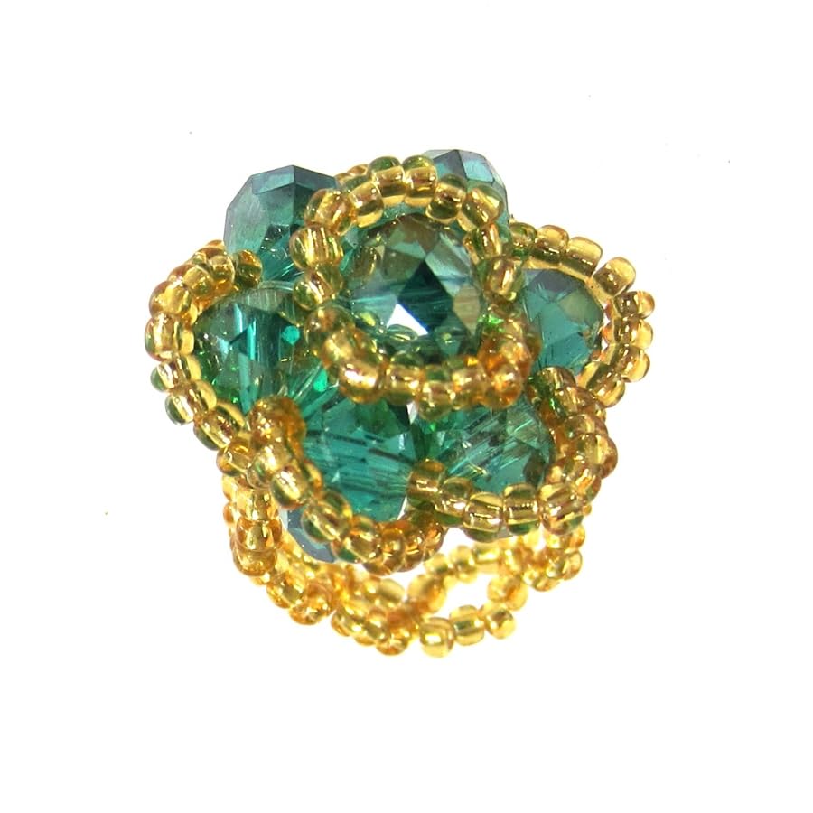 Bague perles dorées et turquoises bijou chic tendance cristal femme