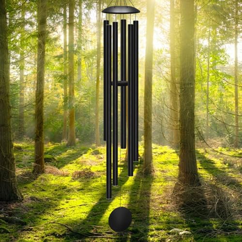 66' Extra Large Wind Chimes for Outside Deep Tone, 6 Thick and Bold Aluminum Tubes Tuned Relaxing Melody Wind Chime, Big Wind Chimes for Garden Patio Decor, Great Gift Idea for Mother's Day (Black)