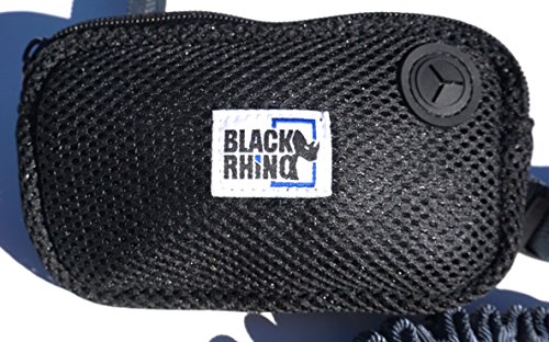 Black Rhino - Premium Hands Free Dog Leash For Running Walking Jogging & Hiking - Adjustable Length Dual Handle Bungee Leash Medium–Large Dogs Neoprene Padded Handles – Free Running Pouch Blue/Gr #TOP4