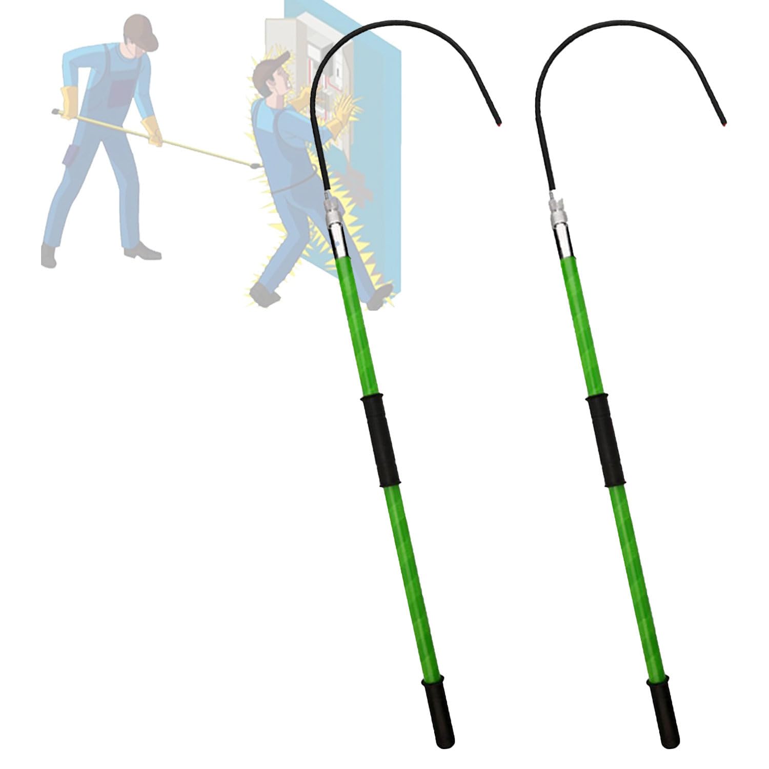 Crochet électrique Haute Tension 380V - Perche de Protection de 2,3m pour la Lutte l'Incendie x2