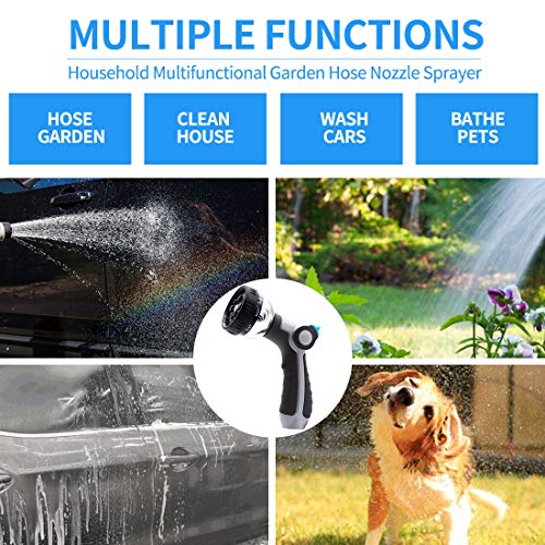 Besiter Garden Hose Nozzle Sprayer: 2 Pack 10 Watering Patterns Water Hose Spray Nozzles For Garden Hose Heavy Duty Hose Head Hose Attachment For Garden Hose (Greysliver) #TOP5