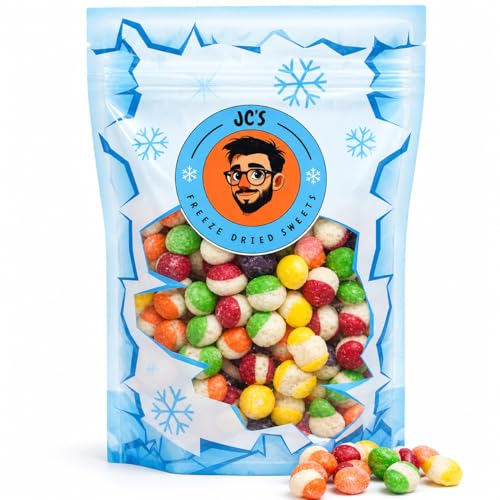 JCs Freeze Dried Sweets Crunchy Halal Freeze Dried Candy & Fruit | Sweet & Sour Dry Sweets | Freezy Sweet Bundle | White Mix