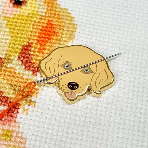 Image of Meloca Designs Dog Needle Minder for Cross Stitch, Embroidery, Sewing, Quilting, Needlework and Haberdashery, Beige, NM004-GDOG