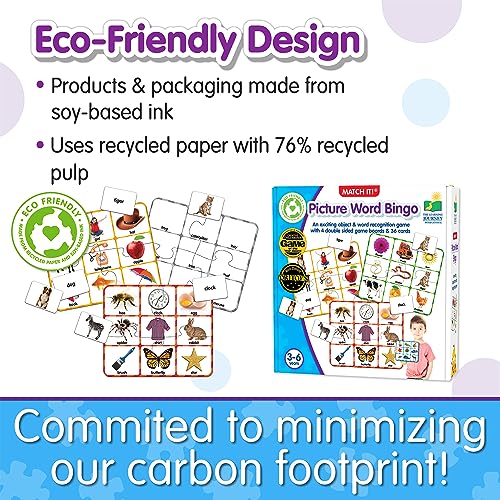 The Learning Journey: Match It! Bingo - Picture Word - Reading Game for Preschool and Kindergarten 36 Picture Word Cards, 9.5\" H x 8\" W x 0.1\" D - Thumbnail 5