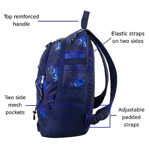 FUEL Hiking Backpack for Women Men Terra Sport, Travel, College, Gym, Work with Laptop Sleeve, Bungee, 18 Inches, Dark Blue Galaxy4
