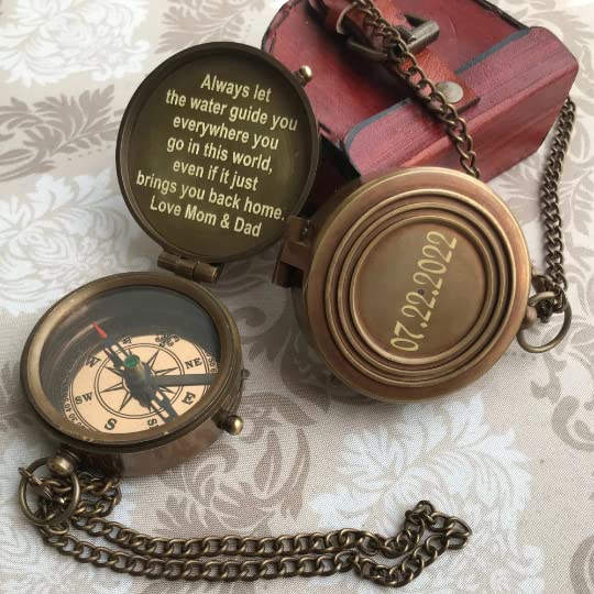 Brújula Navy personalizada de latón estilo antiguo miniatura 6