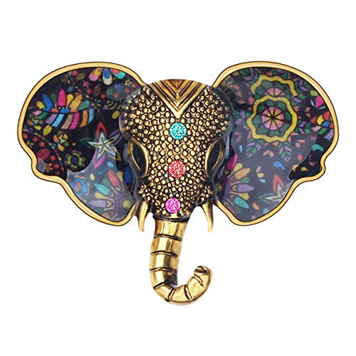 NEWEI Broche en forme de tête d'éléphant en alliage émaillé avec strass - Décoration de vêtements pour femmes et filles - Cadeau délicat, Zinc Cover
