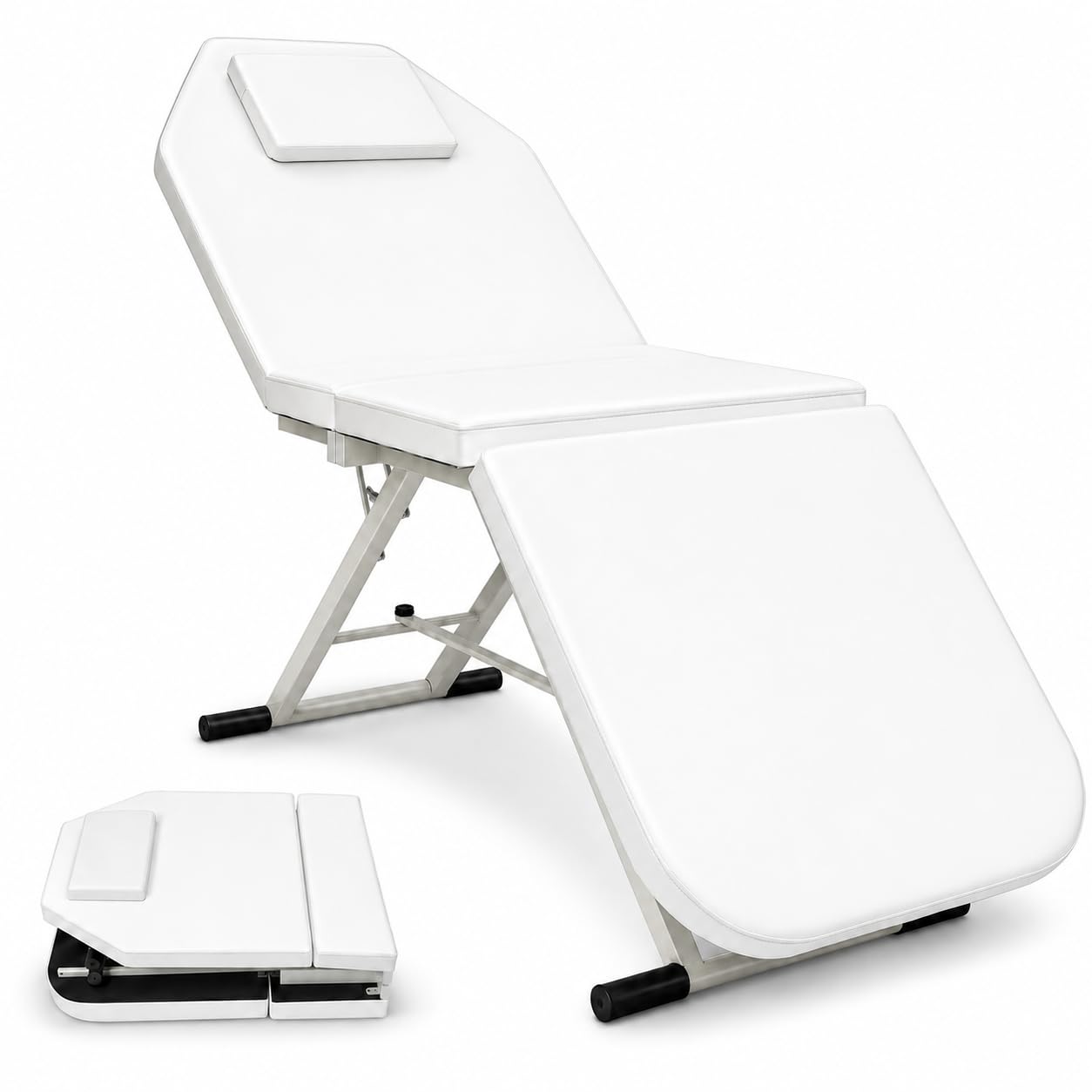 Mesa de masaje plegable profesional, cama de masaje plegable portátil con respaldo ajustable y almohada, mesa estética de cuidado para masaje, tatuaje, salón, belleza, extensión de pestañas