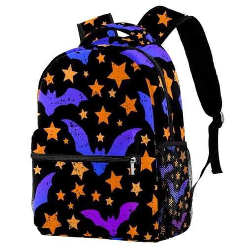 Sac de voyage décontracté anti-fatigue pour ados, motif étoiles et chauve-souris d'Halloween