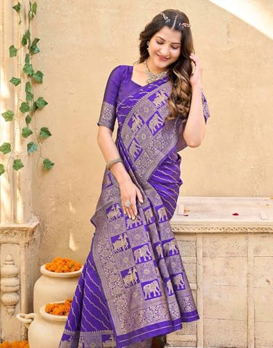 Image of SIRIL Women's Banarasi Silk Saree Pure Silk Saree With Unstitched Blouse Piece