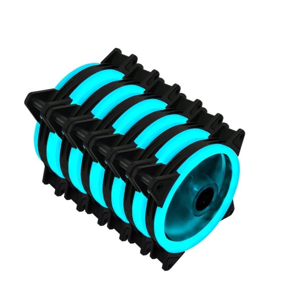 Ventola della custodia RGB 120mm 3pin molex cuscinetto fluido colorato PC LED Ventole di raffreddamento del computer radiatore ventilador 12v (Blade Color : 6Pcs Blue 1 Ring)