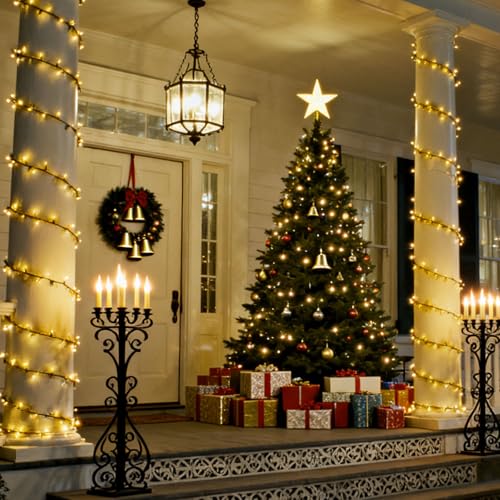 Dolucky 4 Paquete Guirnaldas Luces Exterior Solar, 10M Totale 400LED Luces Navidad Exterior Solares, 8 Modos Impermeable Cadena de Luces Solares para Jardín Terraza Patio Navidad Decor, Blanco Cálido - imagen 7