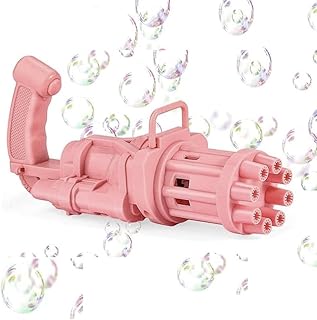 مسدس رشاش الفقاعات الكهربائي من Next store المكون من 8 فتحات باللون الوردي للأطفال - متين وآمن وممتع للعب في الأماكن المغلقة والمفتوحة.