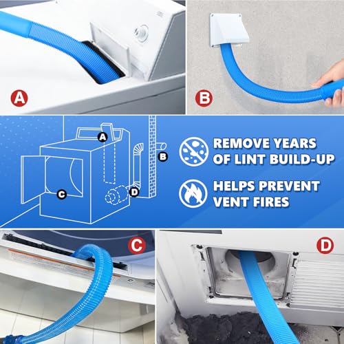 Image of Sealegend 2 Pack Dryer Vent Cleaner Kit Vacuum Attachment Blue 31.5 inch