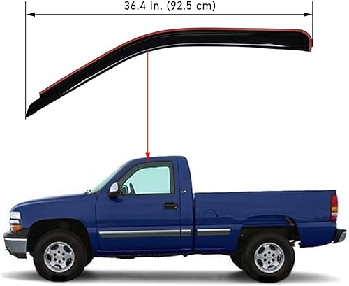 Miniatura 9 de Viseras adhesivas para ventana, color humo oscuro, juego de 2 piezas, se adapta a Chevrolet SilveradoGMC Sierra 1999-2006 15001500 HD25002500