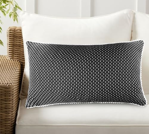 Image of mosey Rectangle Cushion Covers 12x18 | Set of 2 | 100% Cotton | Lumbar Cushion Covers | Retangular Cushion Covers 12 inch x 18 inch Grey