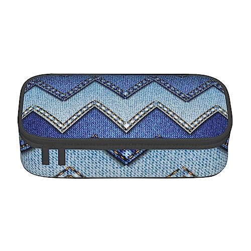Astuccio per matite con stampa in sfumato grande capacità astuccio per per adulti scatola portaoggetti multifunzionale denim blu
