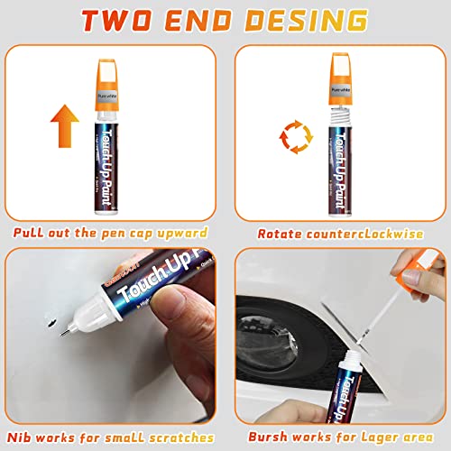 Touch Up Paint For Cars, White Car Paint Scratch Repair, Two-In-One Car Touch Up Paint Fill Paint Pen, Quick & Easy Solution To Repair Minor Automotive Scratches 0.4 Fl Oz #TOP4