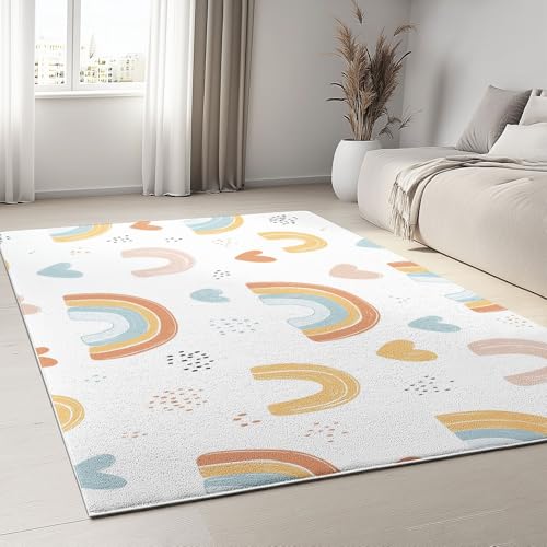 Tapis de salon blanc 140x200 cm bohème chic pour chambre