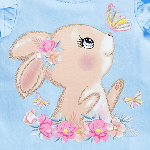 Image of Toddler Girls Bunny T-Shirt Cotton Baby Short Sleeve Easter Outfits Rabbit Shirts Soft Summer Casual Tee Tops