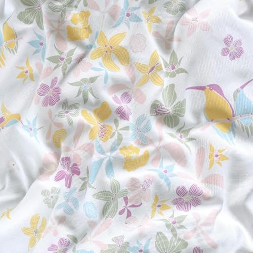 Image of Tranquebar Curtain Co. Cotton Curtains 8 Feet Long Set of 2, 60-65% Room Darkening, Pink-Yellow Floral Print, Door Curtains 8 Feet Set of 2, BackTabs, Frida (244 cm) - Set of 2