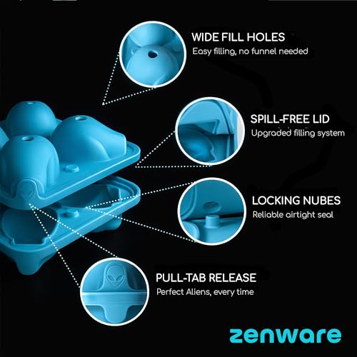 Molde de Cubos de Hielo Alien Grandes 3D con Tapa Spill-Free miniatura 3