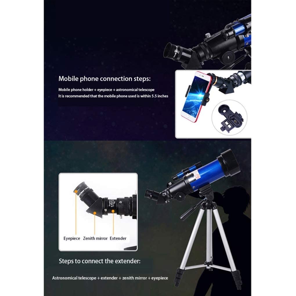 Monokularowy teleskop astronomiczny 70 mm do podróży na zewnątrz, dzieci Refraktor astronomii kosmicznej Dla początkujących Monoskop kosmiczny Dorośli Luneta Niebieski, D